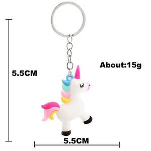 Cartoon Colorful Unicorns Key Chain Doll Key Ring Gift For Women Girls Bag Pendant Figure Charms Key Chains Jewelry Porte Clef