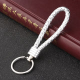 Handmade Knitted Rope Making Leather Rope Keychain for Women Men Rope for hanging bags Key Chain Porte Clef Chaveiro Keychains